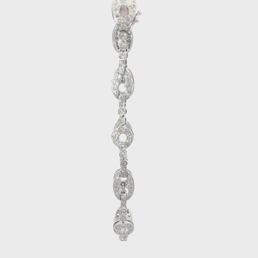 18K White Gold Custom Circle Vintage Style Bracelet with 2CT G SI1 Round Diamonds