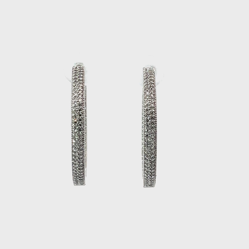 14k White Gold 2.17ct G SI1 Round Diamond Hoop Earrings