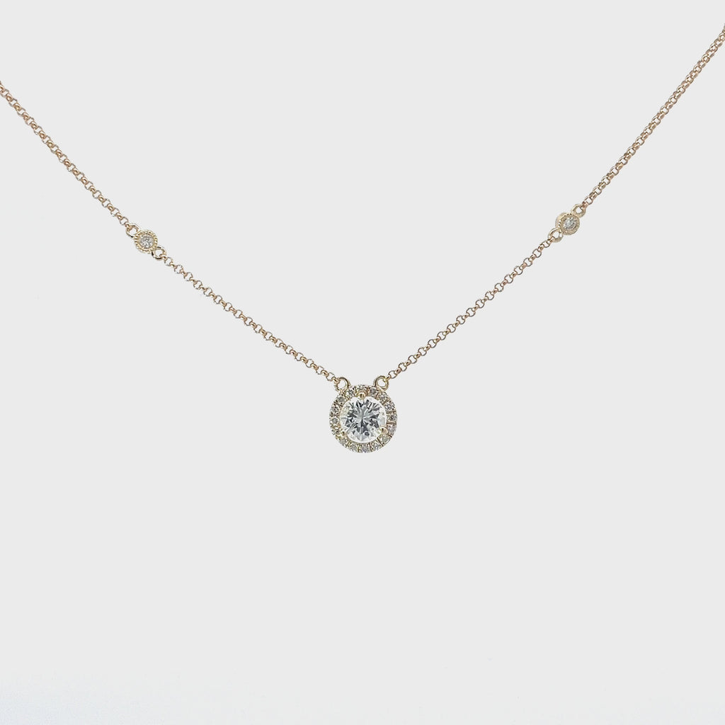 14K YELLOW GOLD .75CT H SI1  OLD MINE CUT DIAMOND SOLITAIRE PENDANT