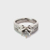 18K WHITE GOLD .75CT GVS2 BAGUETTE AND ROUND ENGAGEMENT RING MOUNTING FOR 1-1.50CT DIAMOND