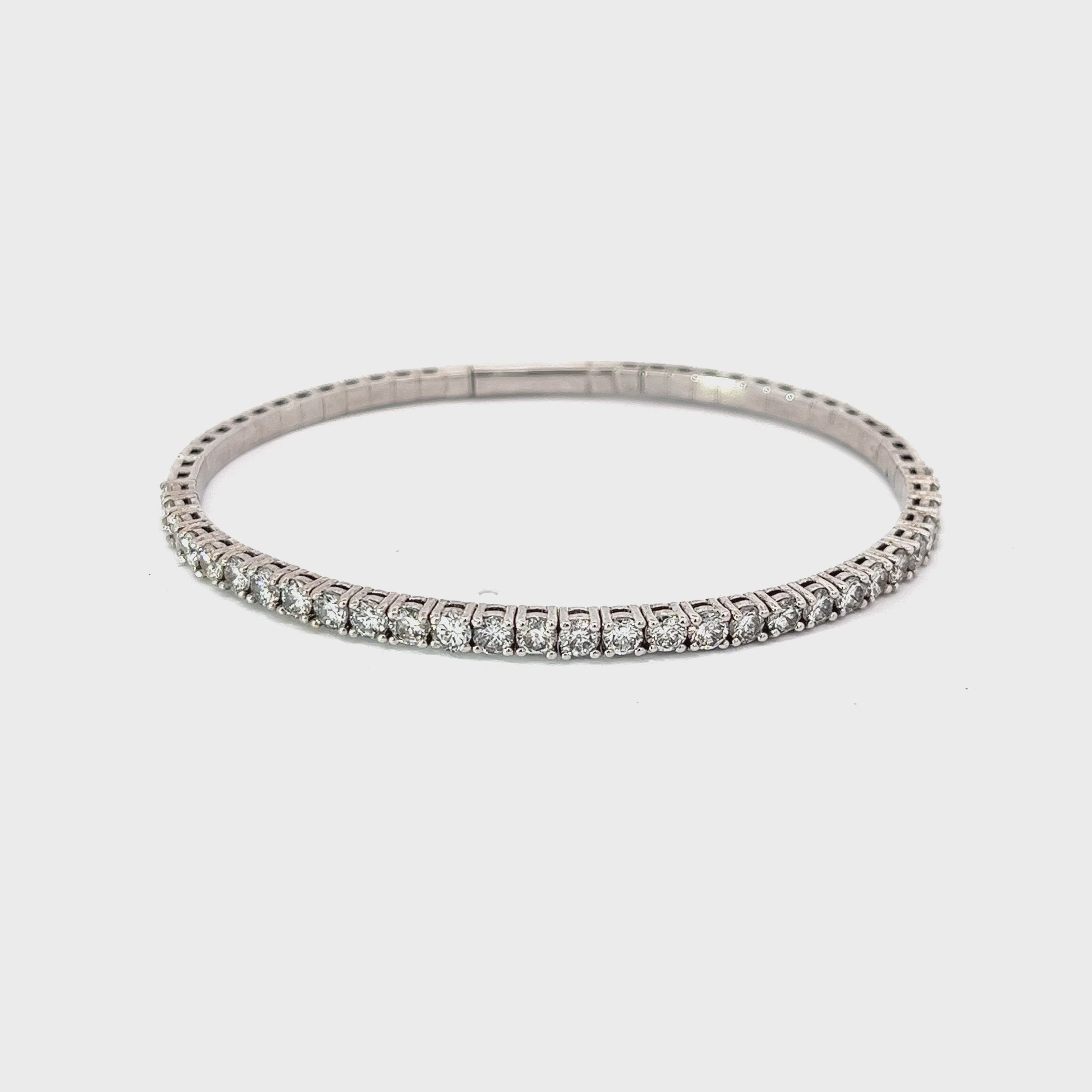 Ladies 14k White Gold Diamond Flex Bangle Bracelet