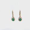 Ladies 14k Yellow Gold Emerald and diamond drop earrings