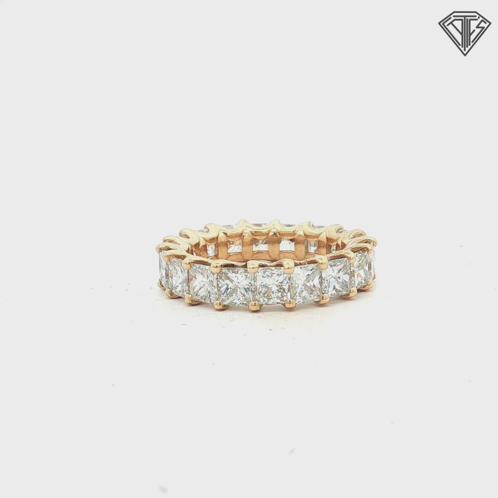 14k Yellow Gold 7.04ct G/H VS2  (18) Princess Cut Eternity Ring Size 6.5