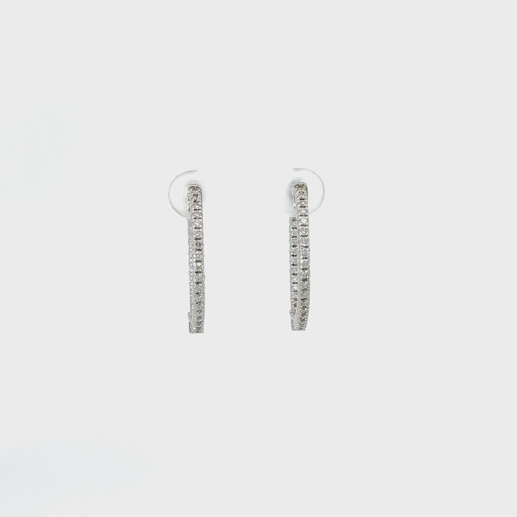 14k White Gold .65ct G VS2 Round Diamond Inside-outside hoop earrings