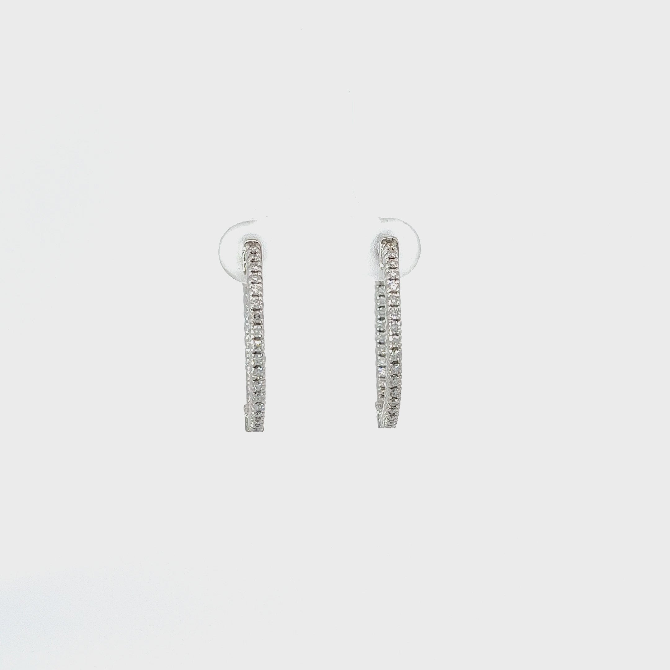 14k White Gold .65ct G VS2 Round Diamond Inside-outside hoop earrings