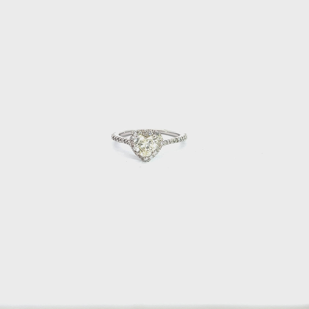 14k White Gold .75ct J SI2 Heart Shape Diamond/ .45CT H SI1 Round Diamond Engagement Ring Certified By  EGL# US62534002D Size  6 3/4