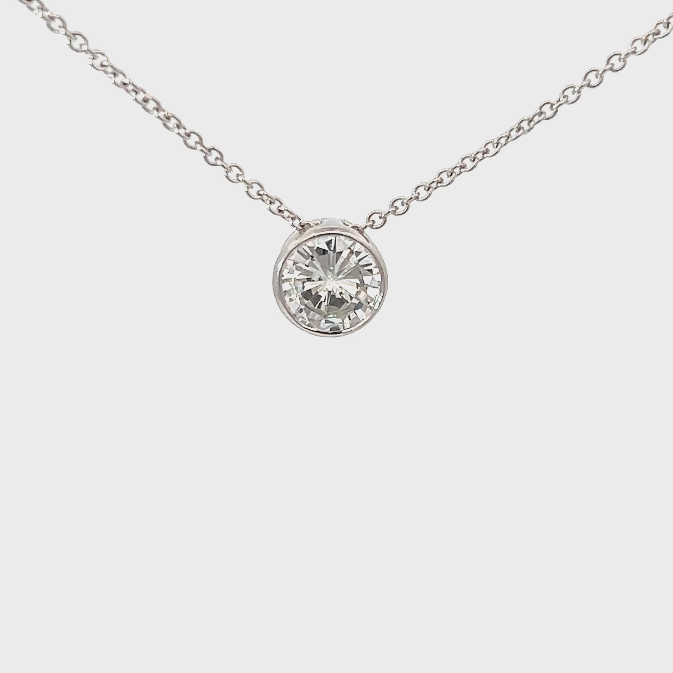 14k White Gold 1.l00ct F SI1 Round Diamond Solitaire Necklace