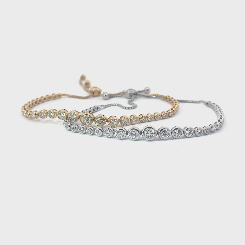 14k Yellow Gold 2.25ct G VS2 Round Diamond Bolo Bracelet