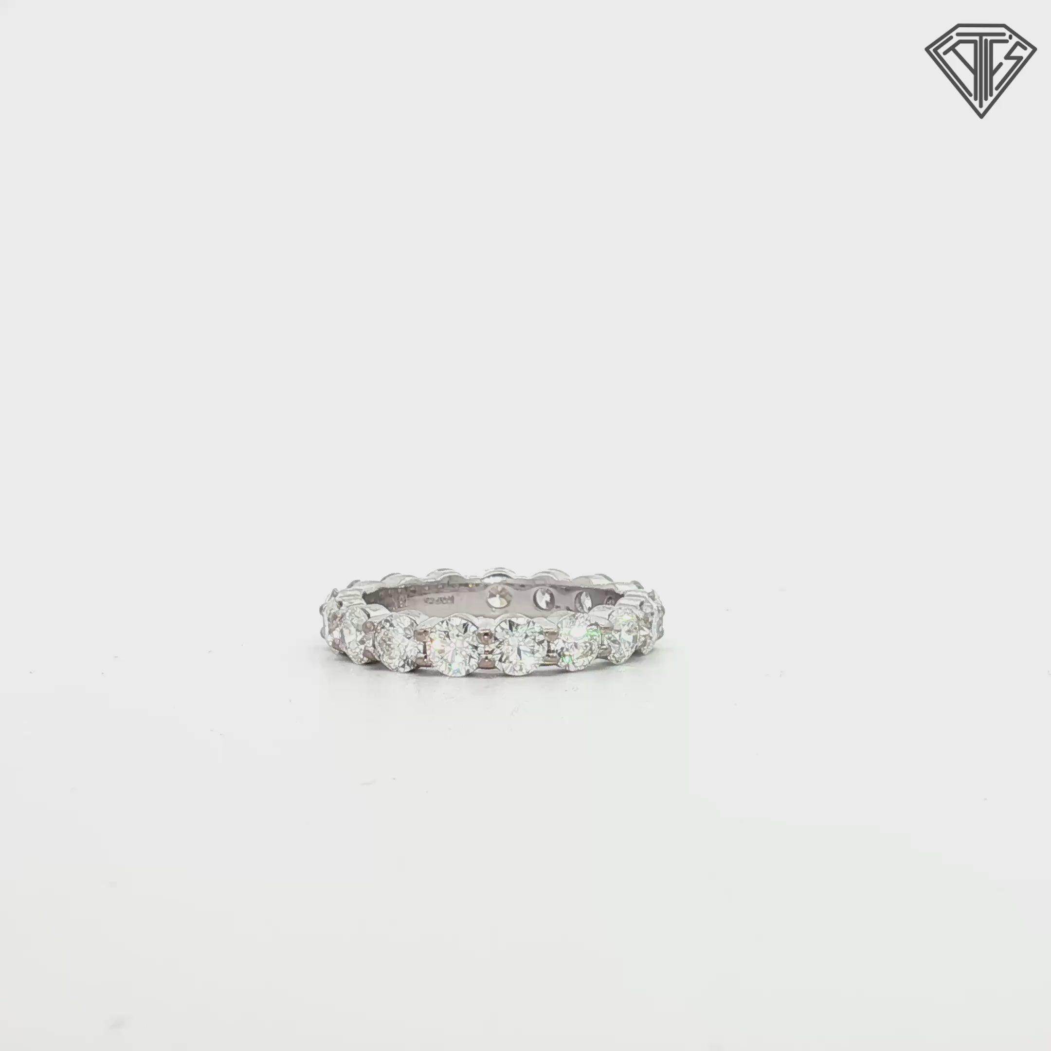 18k White Gold 3.50ct F VS1 Round Diamond Eternity Band By Heart on Fire Size 7