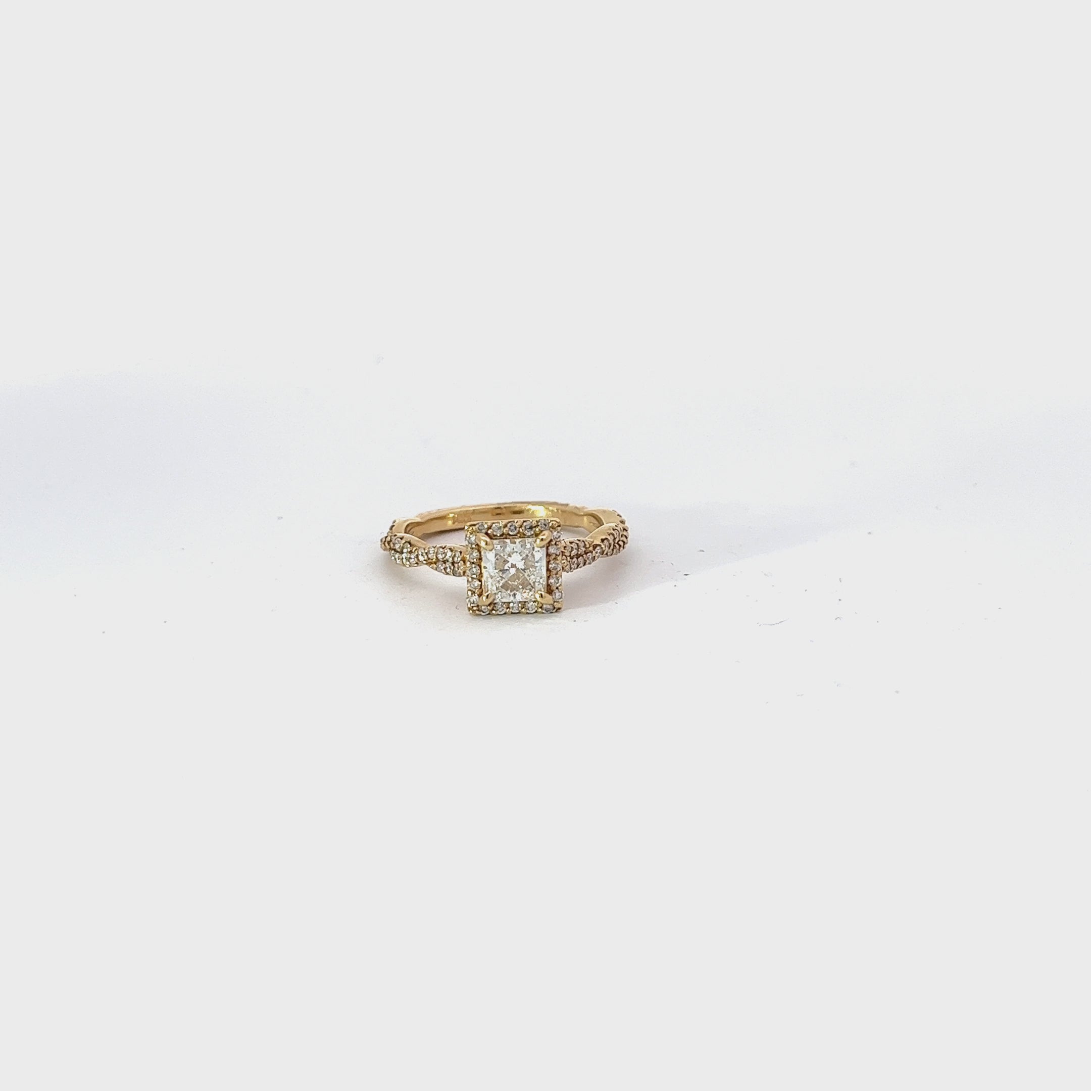 14k Yellow Gold .70ct Princess Cut G VS2 AND .35ct G VS2 Round Diamond Engagement Ring Certified By GIA #2155388291 Size 6 3/4