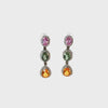 Ladies 18K White Gold Multicolored Sapphire and Diamond Earrings.