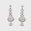 Ladies 18k White Gold Diamond and Pink Sapphire Chandelier Earrings