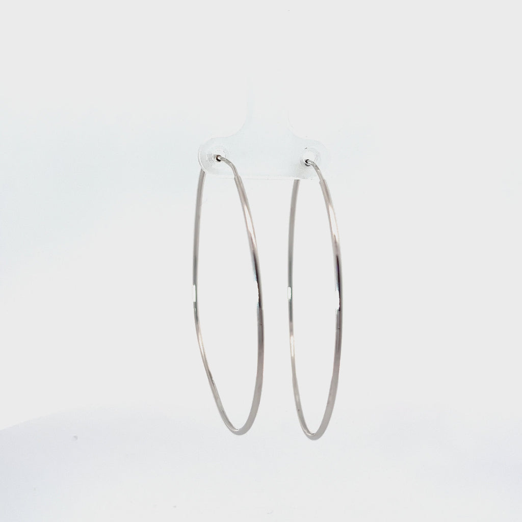 14k White Gold 2"inch Hoop Earrings 3.1 gram