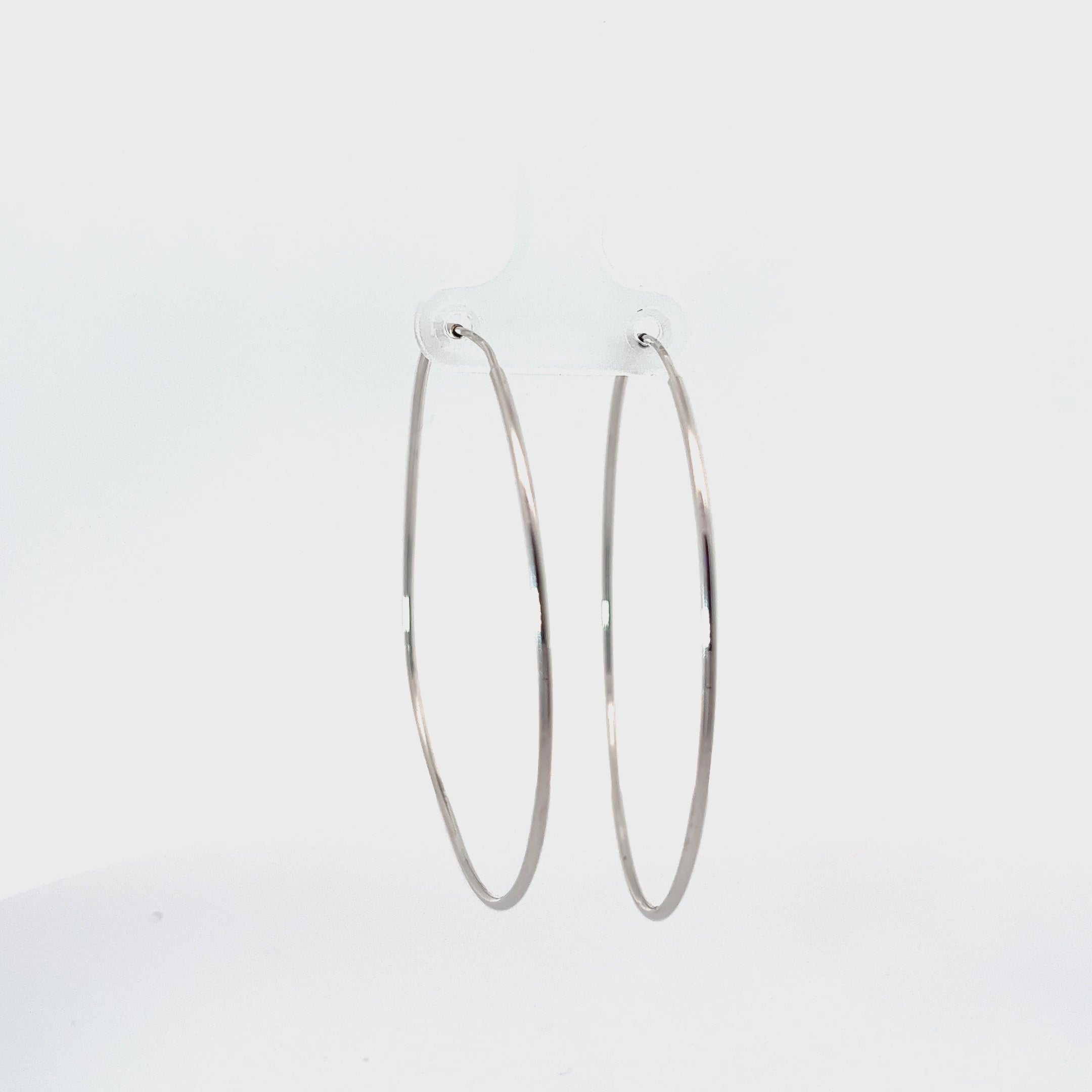 14k White Gold 2"inch Hoop Earrings 3.1 gram