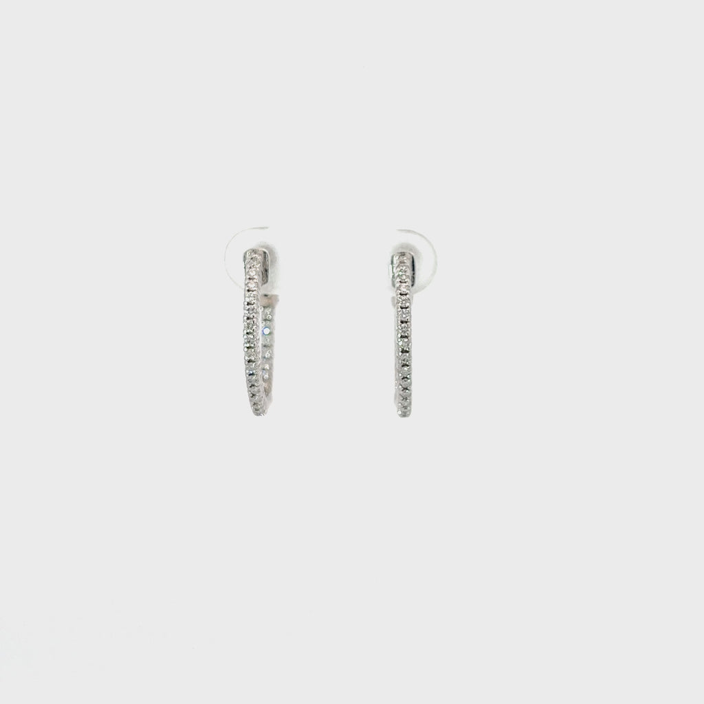 14k White Gold .75ct H VS2 Round  Diamond Hoop Earrings