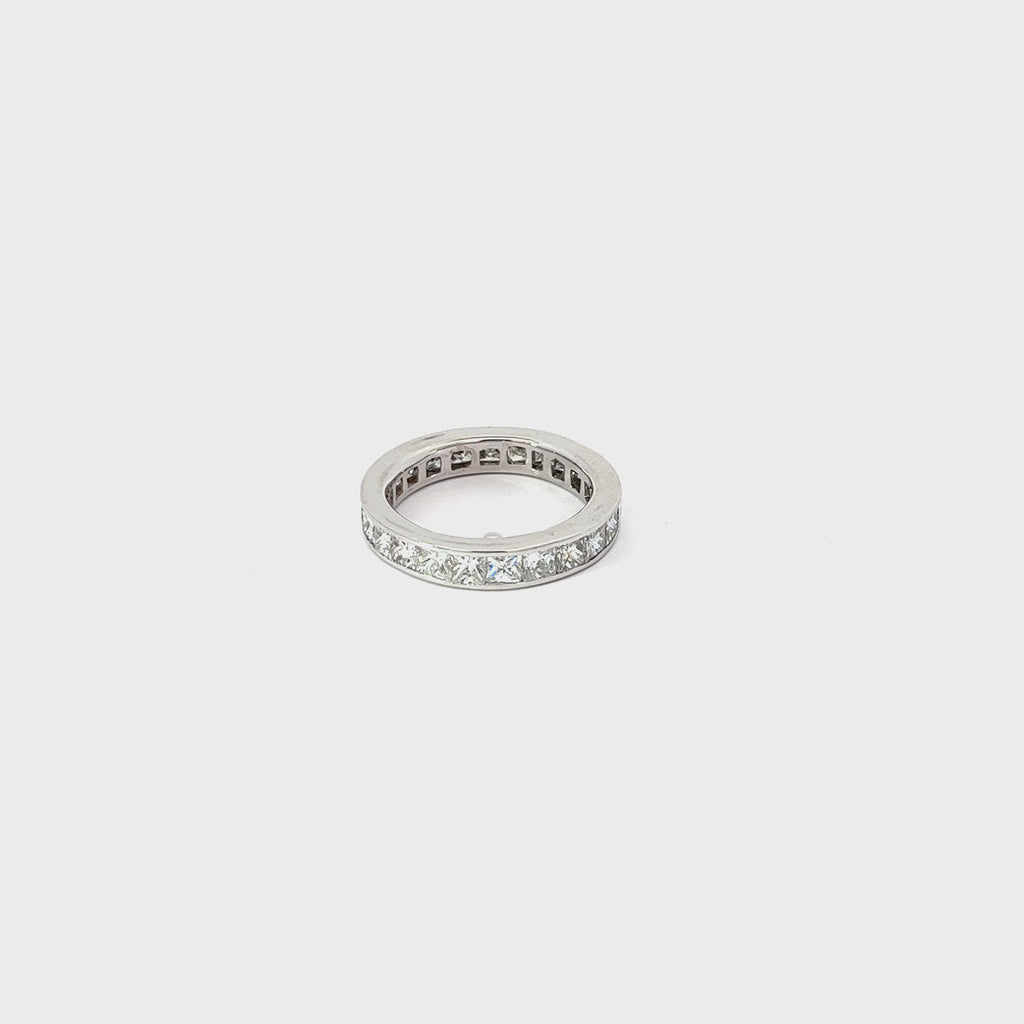 18k White Gold 3.00ct F VS2 Princess Cut Channel Set Eternity Size 6
