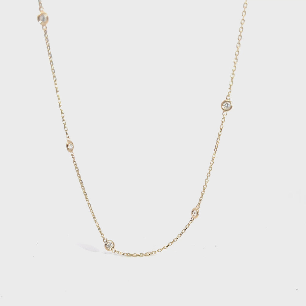 14k White Gold 1.50CT G SI1 Round Diamond By The Yard Necklace