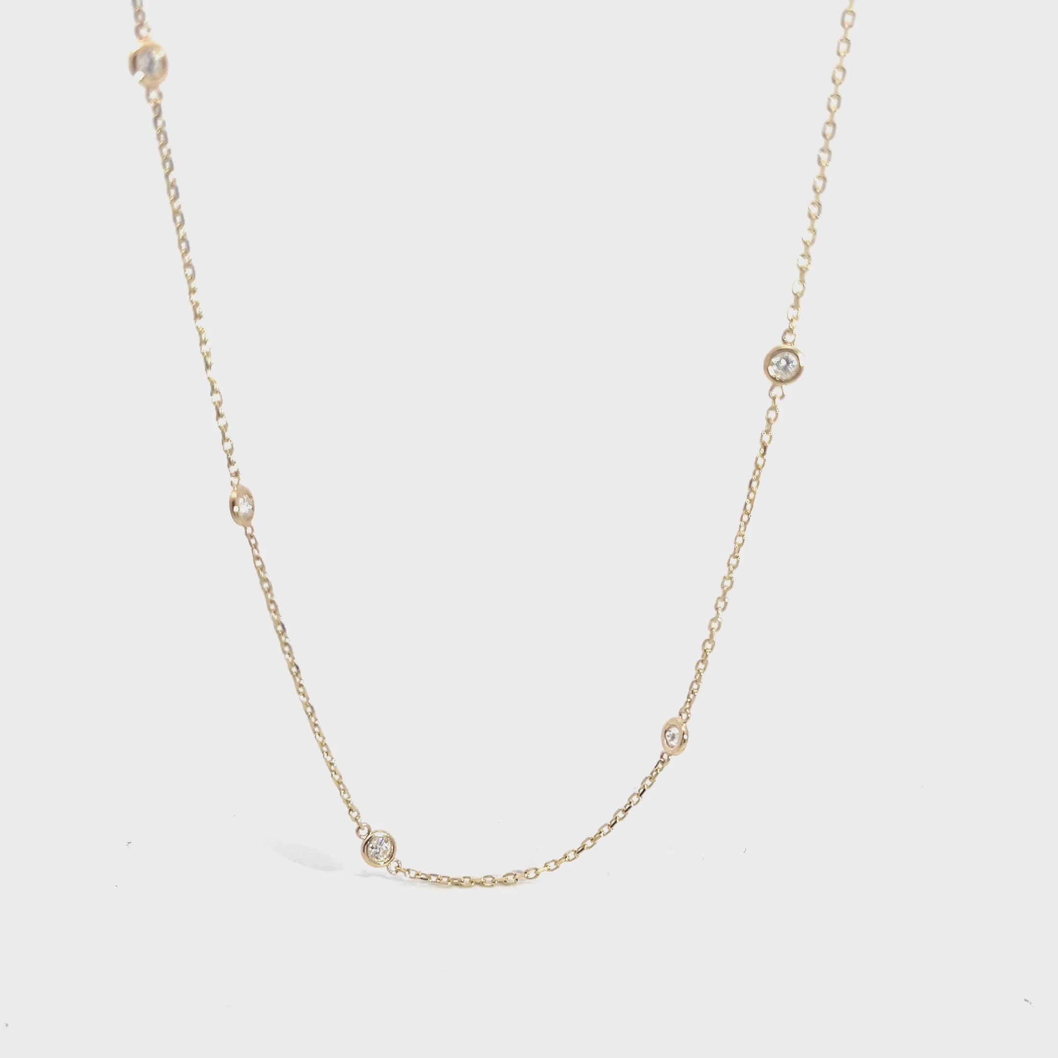 14k White Gold 1.50CT G SI1 Round Diamond By The Yard Necklace