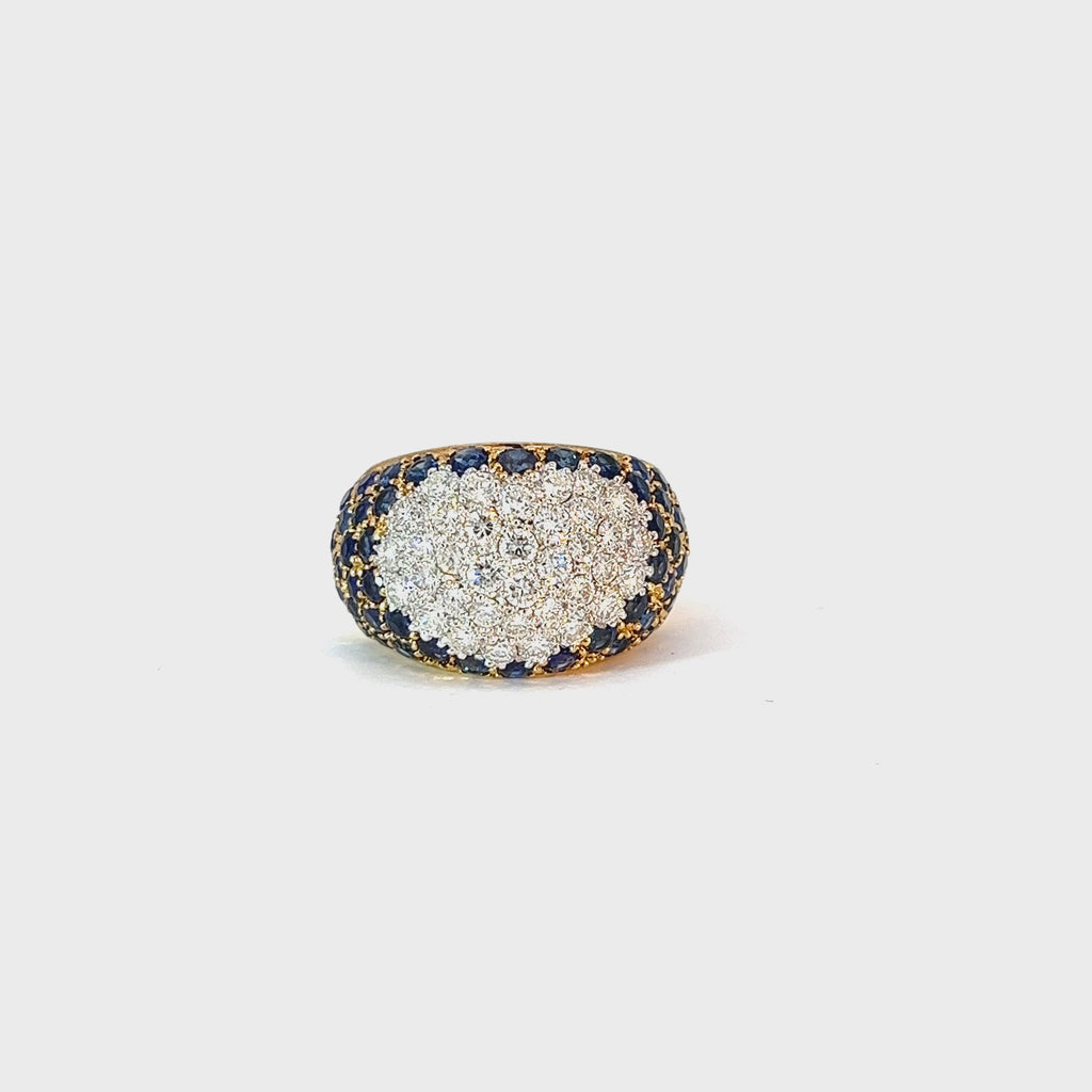 18k Yellow Gold 1.50ct Blue Sapphire AAA Grade and 1.25ct F VS2 Round Diamond Heart ring