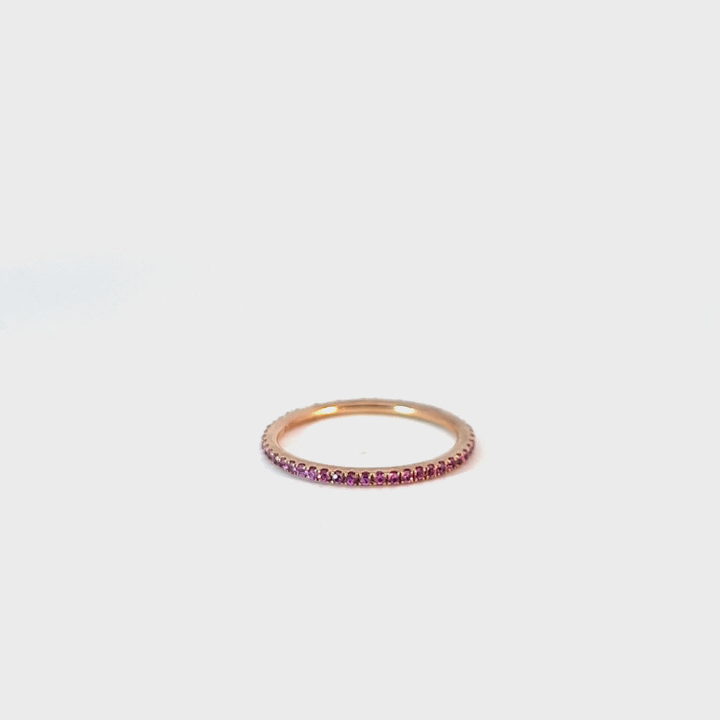 14K ROSE .35CT PINK SAPPHIRE STACKABLE RING
