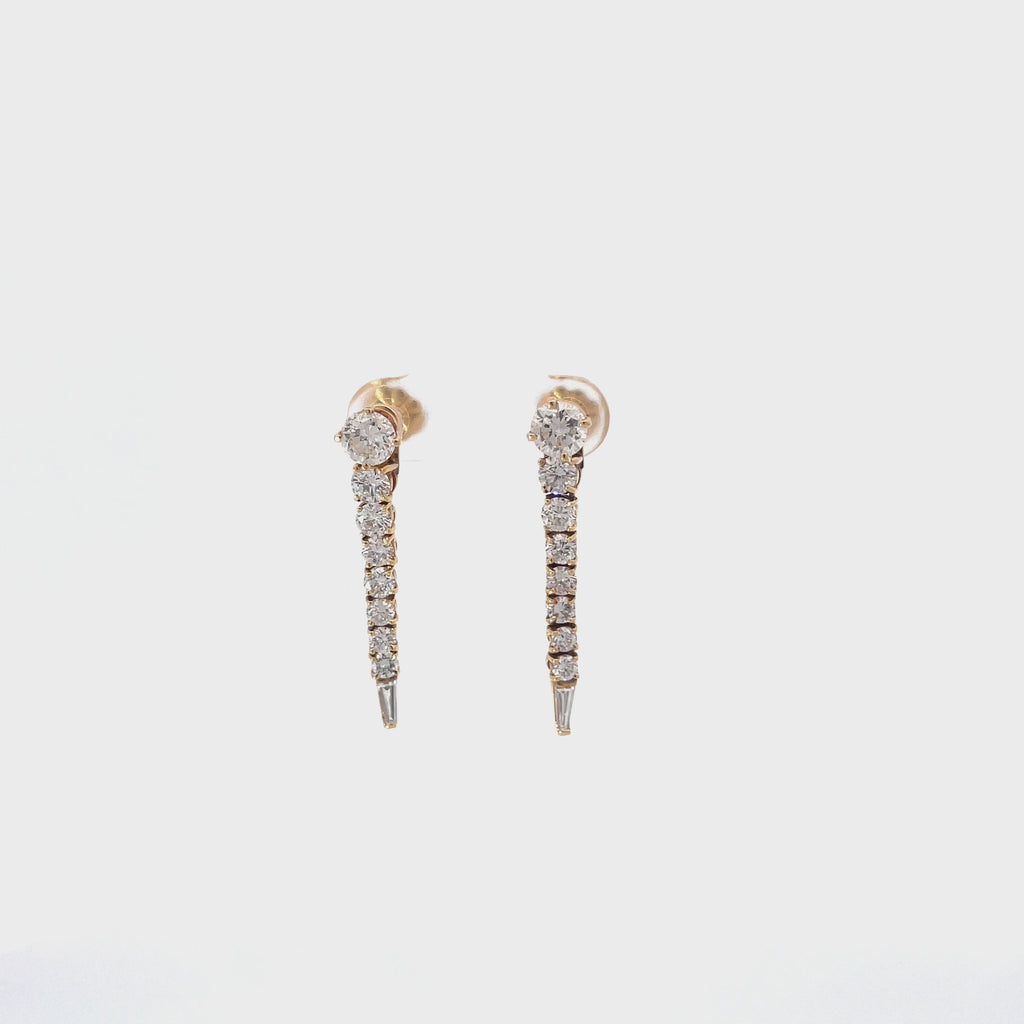 18k White Gold 2.00ct F VS2 Round/ Baguette Total Weight Diamond Jacket Earrings