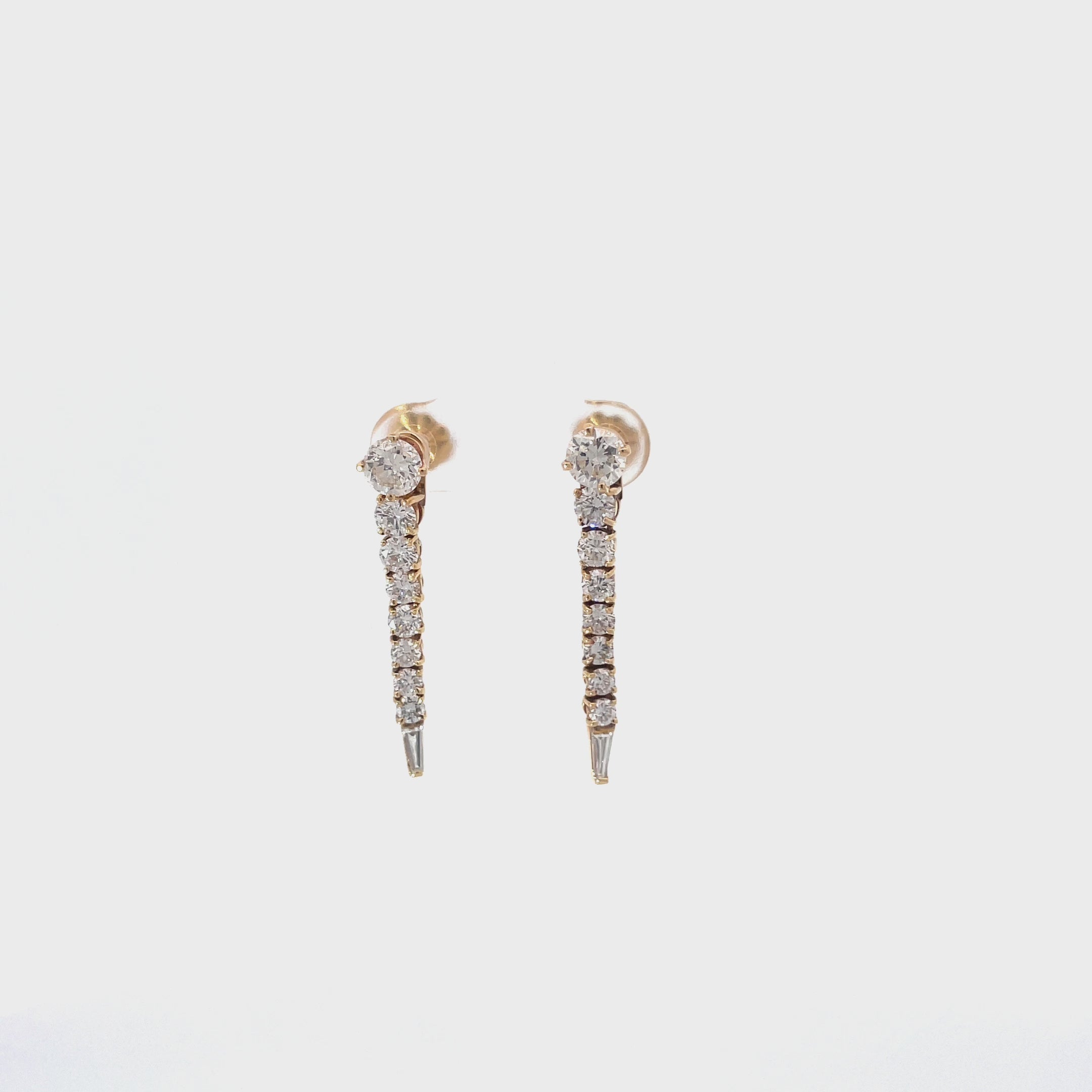 18k White Gold 2.00ct F VS2 Round/ Baguette Total Weight Diamond Jacket Earrings