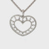 Ladies 18k White Gold Double Rim Diamond Heart Necklace