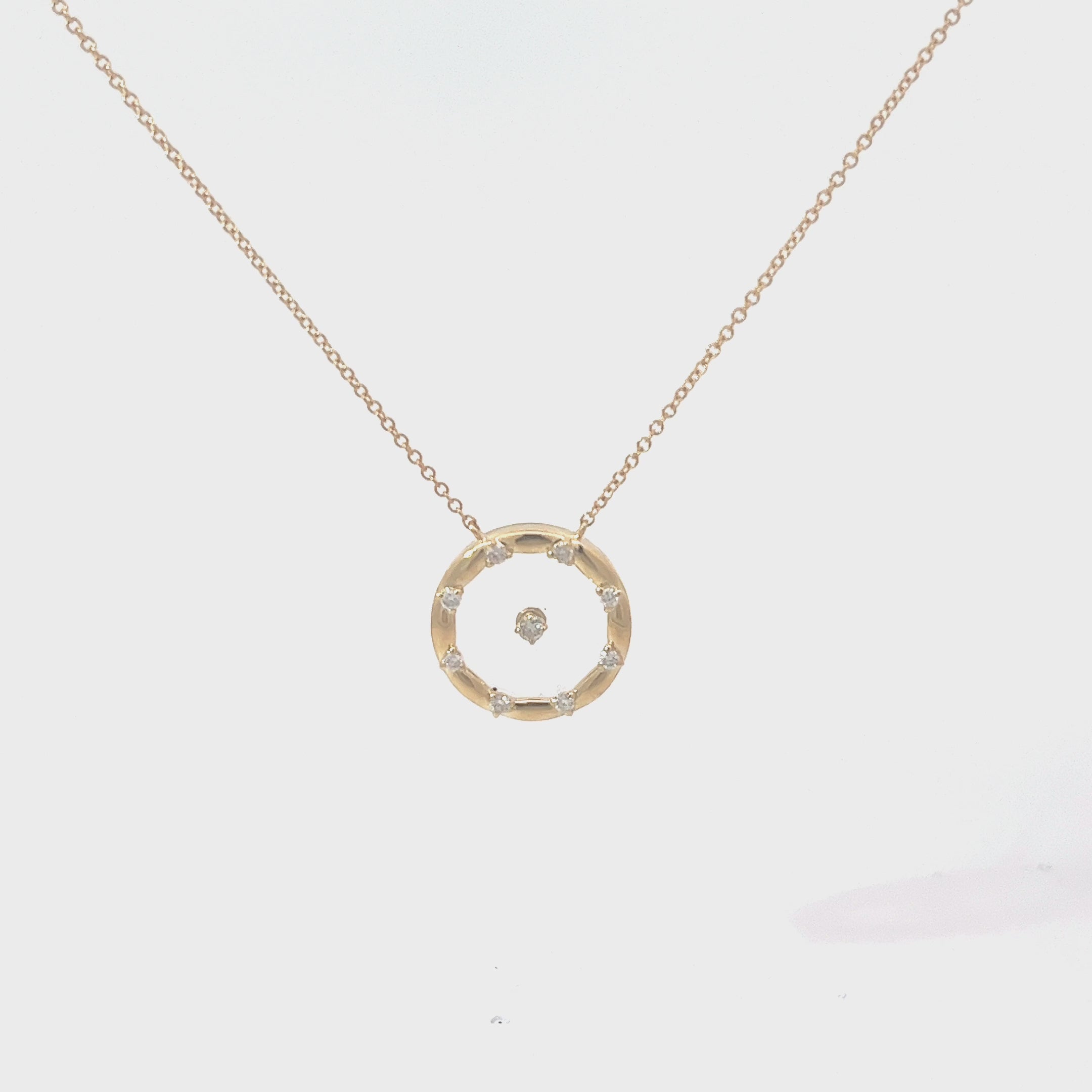 14k Yellow Gold  .15ct G VS2 Round Diamond Invisible Circle Necklace