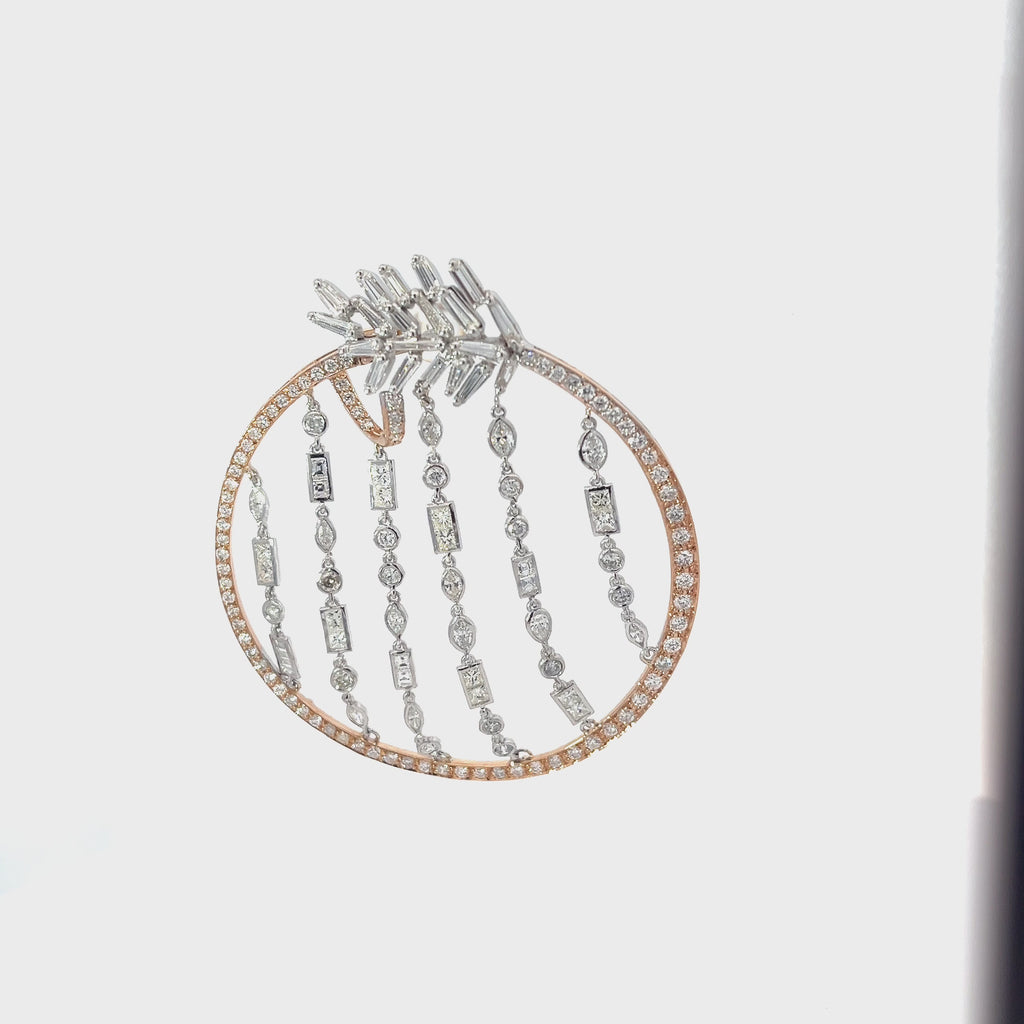 18K Rose and White Gold 2.85ct Round Pave Set in the Hoop/5.80ct Princess Cut, Marquise, Round, Assher, Pear, Baguette/2.50ct Baguette F/G VS2 Chandelier Hoops
