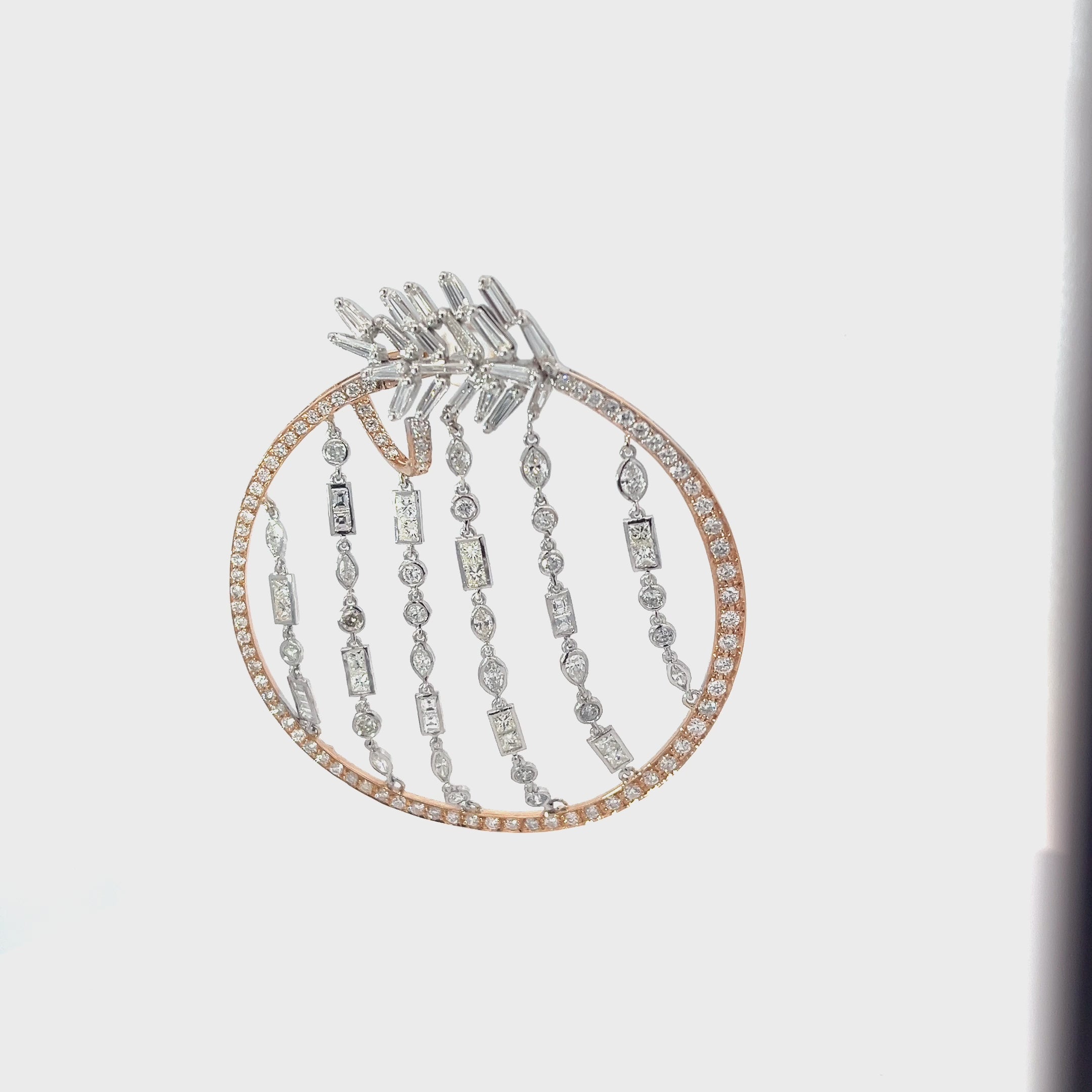 18K Rose and White Gold 2.85ct Round Pave Set in the Hoop/5.80ct Princess Cut, Marquise, Round, Assher, Pear, Baguette/2.50ct Baguette F/G VS2 Chandelier Hoops