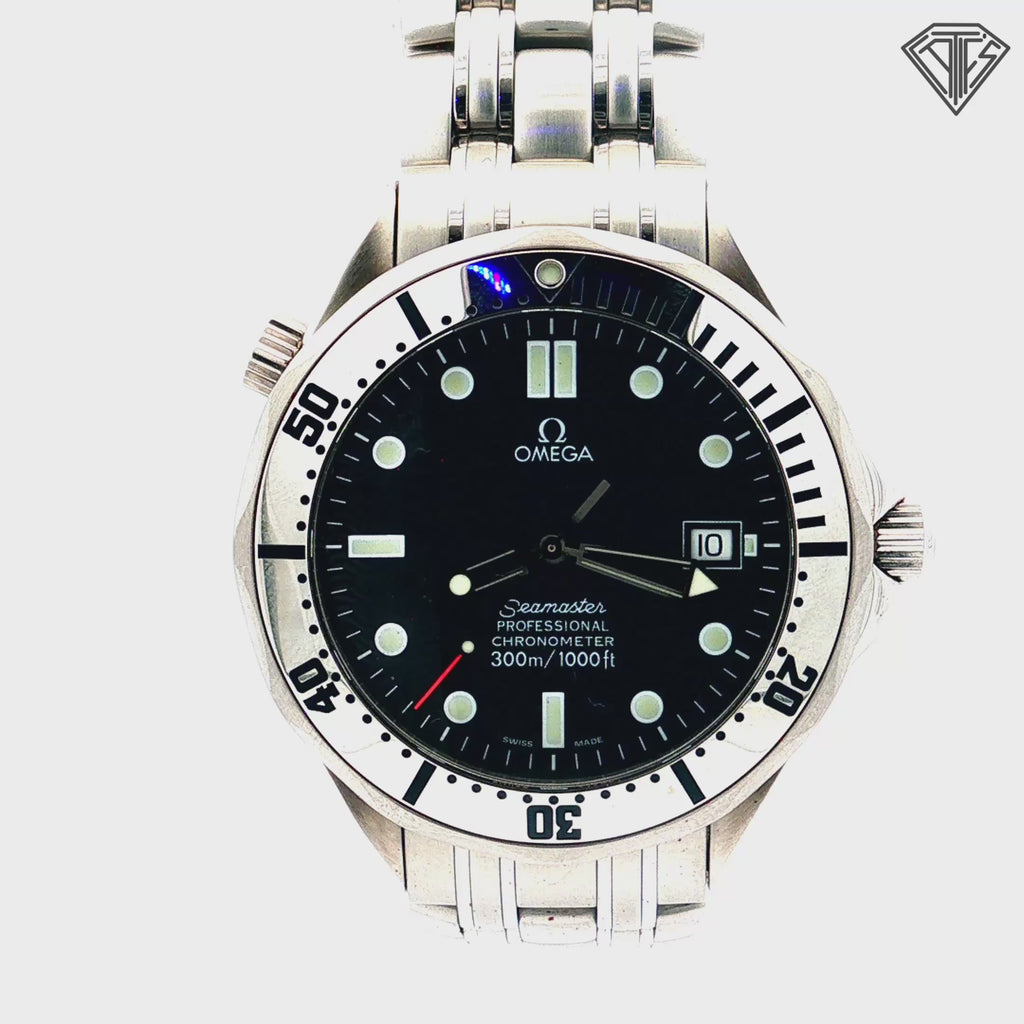 Pre-Owned Omega Seamaster Professional Diver 300mm /Chronometer/ Blue Wave Dial/ Stainless Steel Case and  Bracelet / Luminous Hour Marker / Water Resistant to 300 Meters (1,000 Feet)/  Automatic