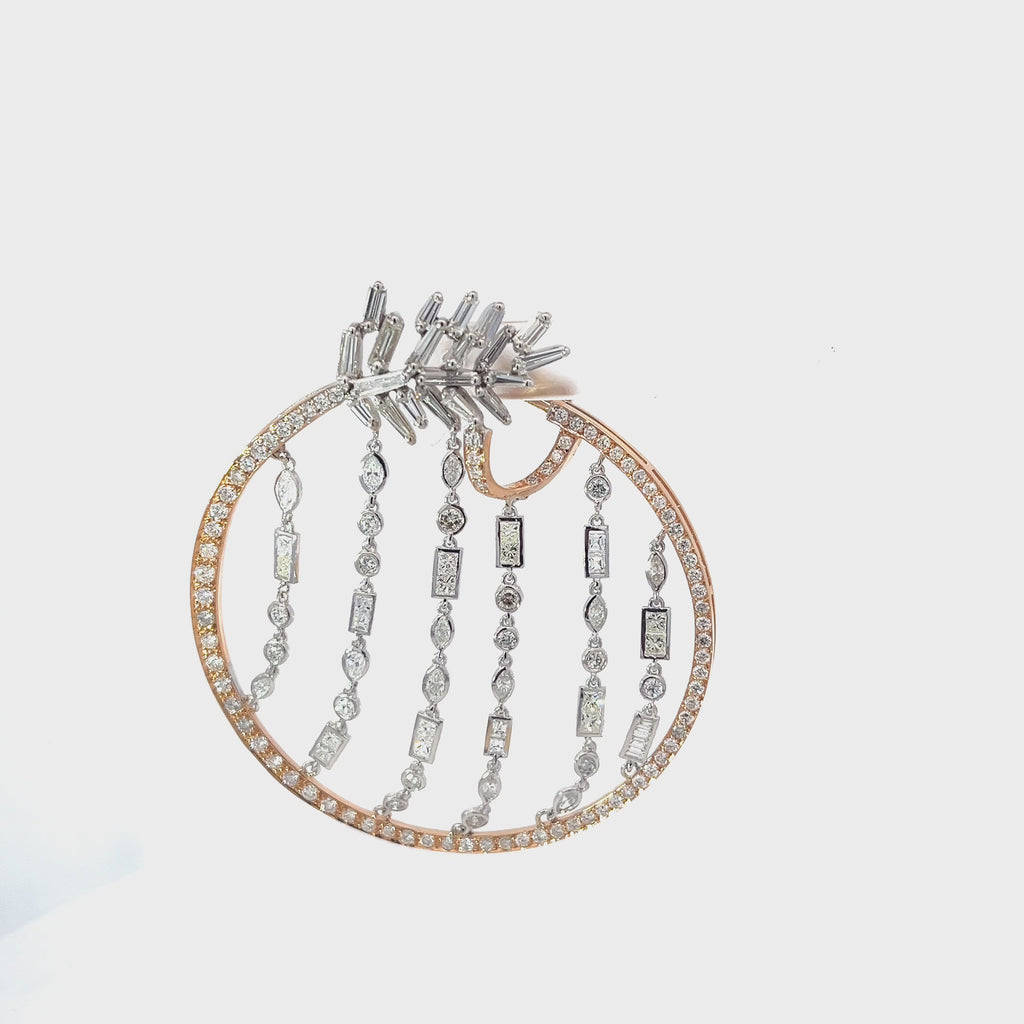 18K Rose and White Gold 2.85ct Round Pave Set in the Hoop/5.80ct Princess Cut, Marquise, Round, Assher, Pear, Baguette/2.50ct Baguette F/G VS2 Chandelier Hoops