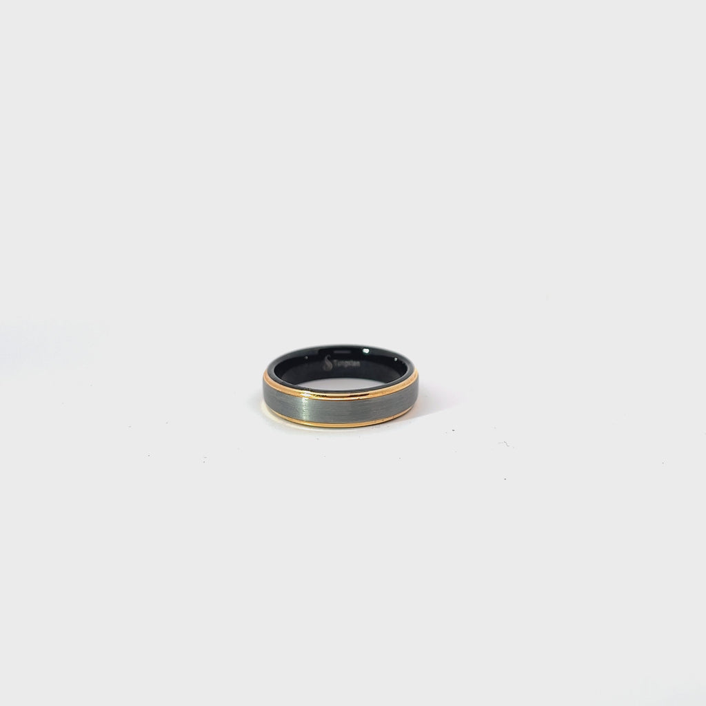 18k Rose Gold and Tungsten Wedding Ring 6mm Size 11.5