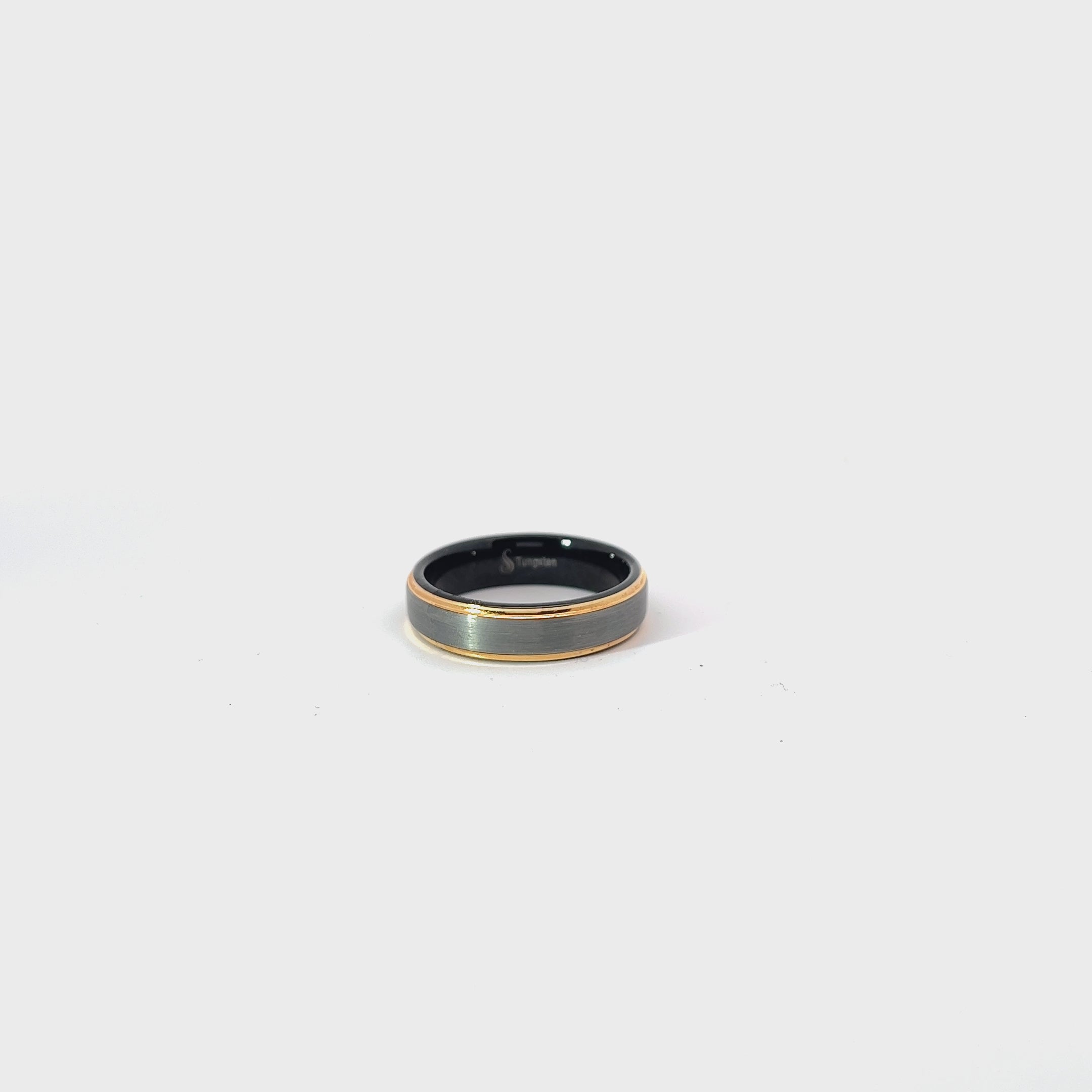18k Rose Gold and Tungsten Wedding Ring 6mm Size 11.5