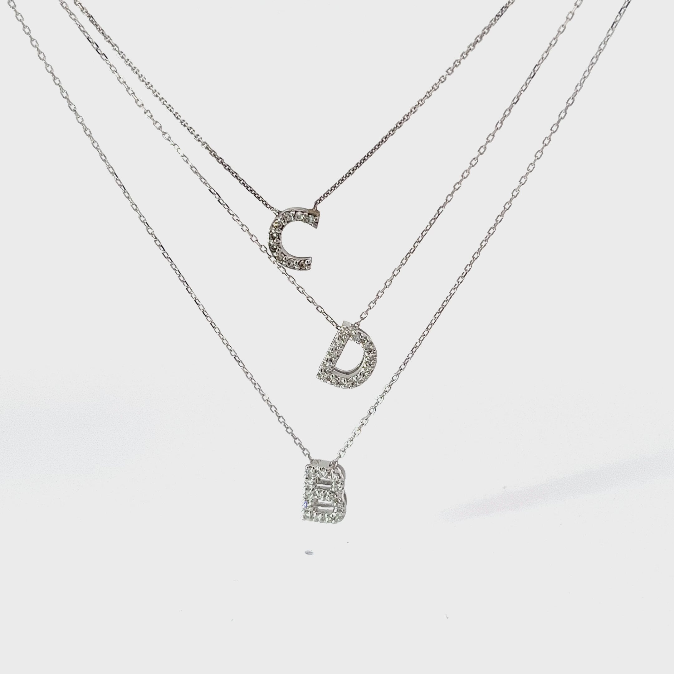 Ladies 14k gold Diamond Initial Necklaces