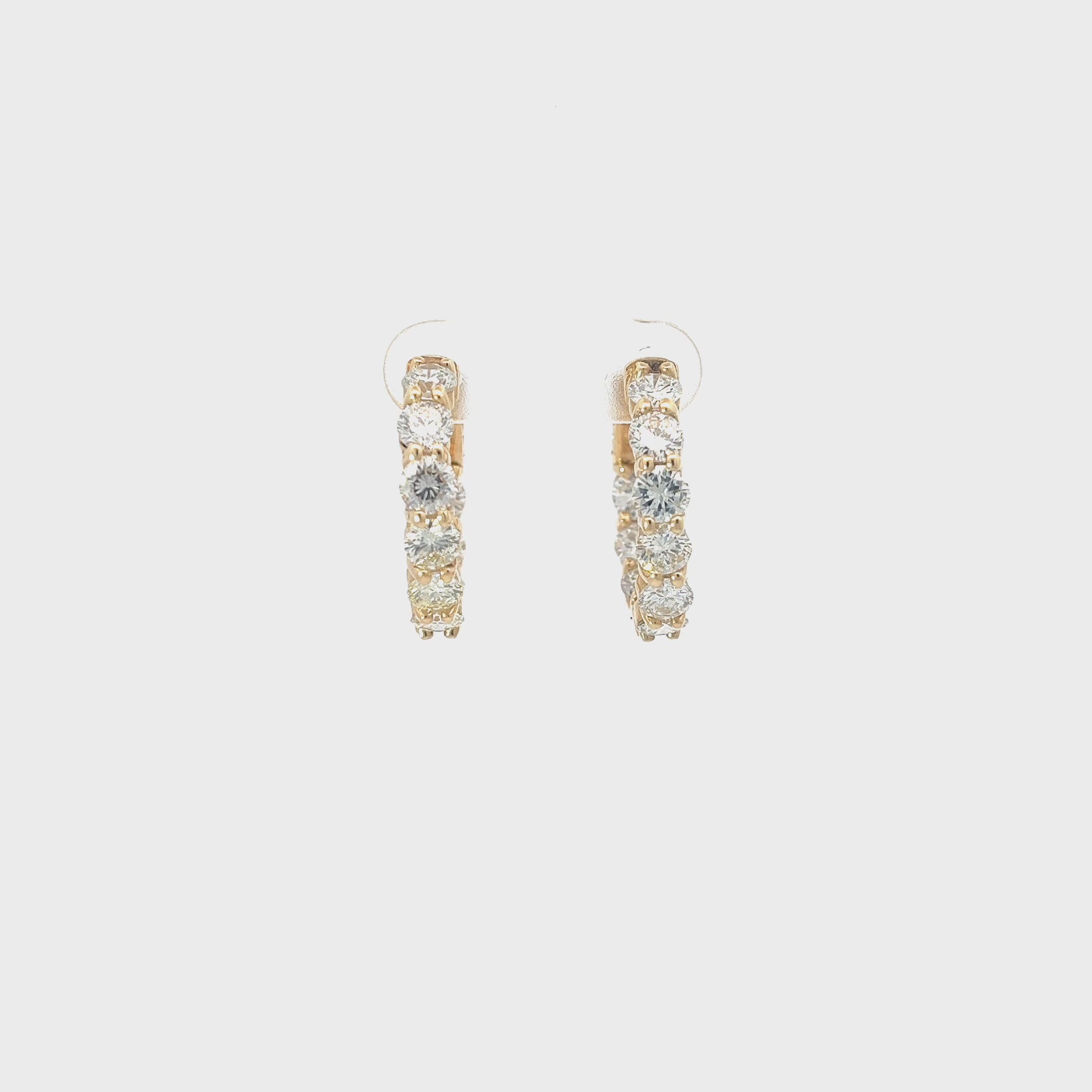 14k Yellow Gold 5.00ct G VS2 Round Diamond Hoop Earrings