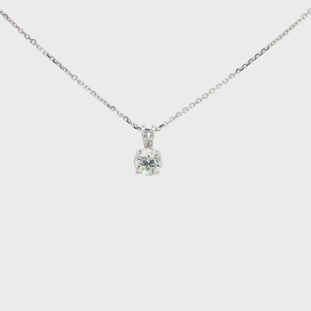 14k White Gold .70ct G SI1 Round Diamond 4 Prong Solitaire Diamond Pendant