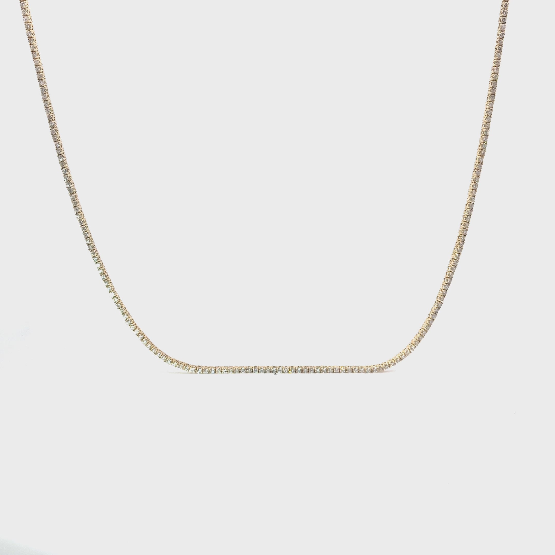 14K YELLOW GOLD 4CT G SI1 VS2 ROUND DIAMOND TENNIS NECKLACE 2 MM