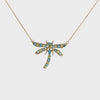 Ladies 14k Yellow Gold Peridot and Blue Topaz Dragonfly necklace