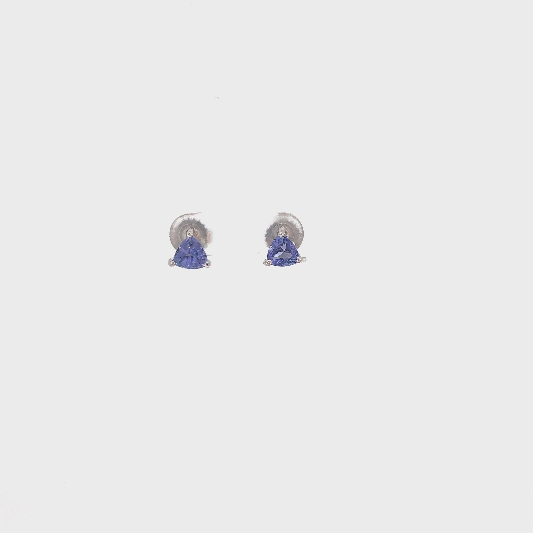14k White Gold 1.50ct Trillion Shape Tanzanite Stud Earrings