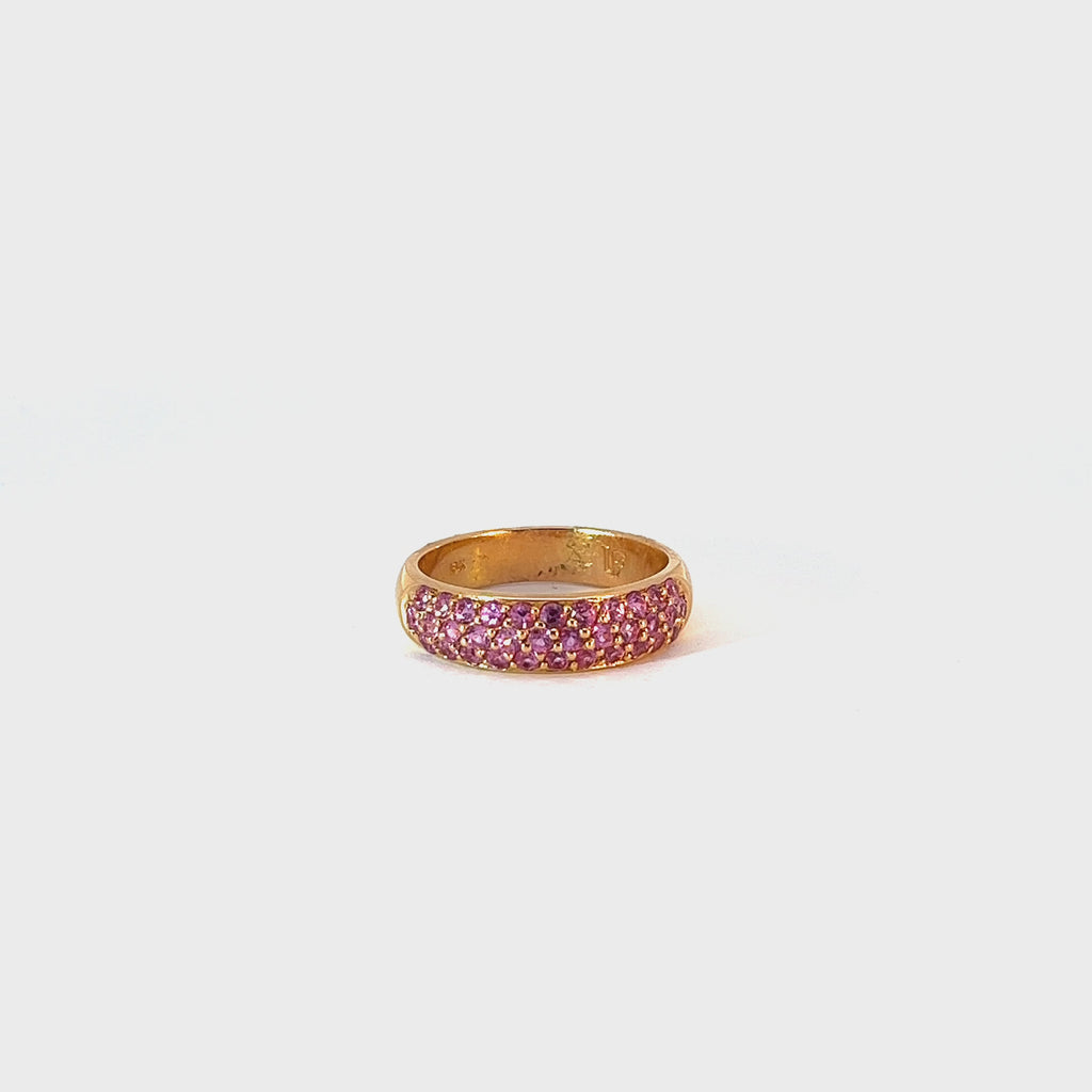 18k Rose Gold 1.00ct Round Pink Sapphire Band Size 6.5