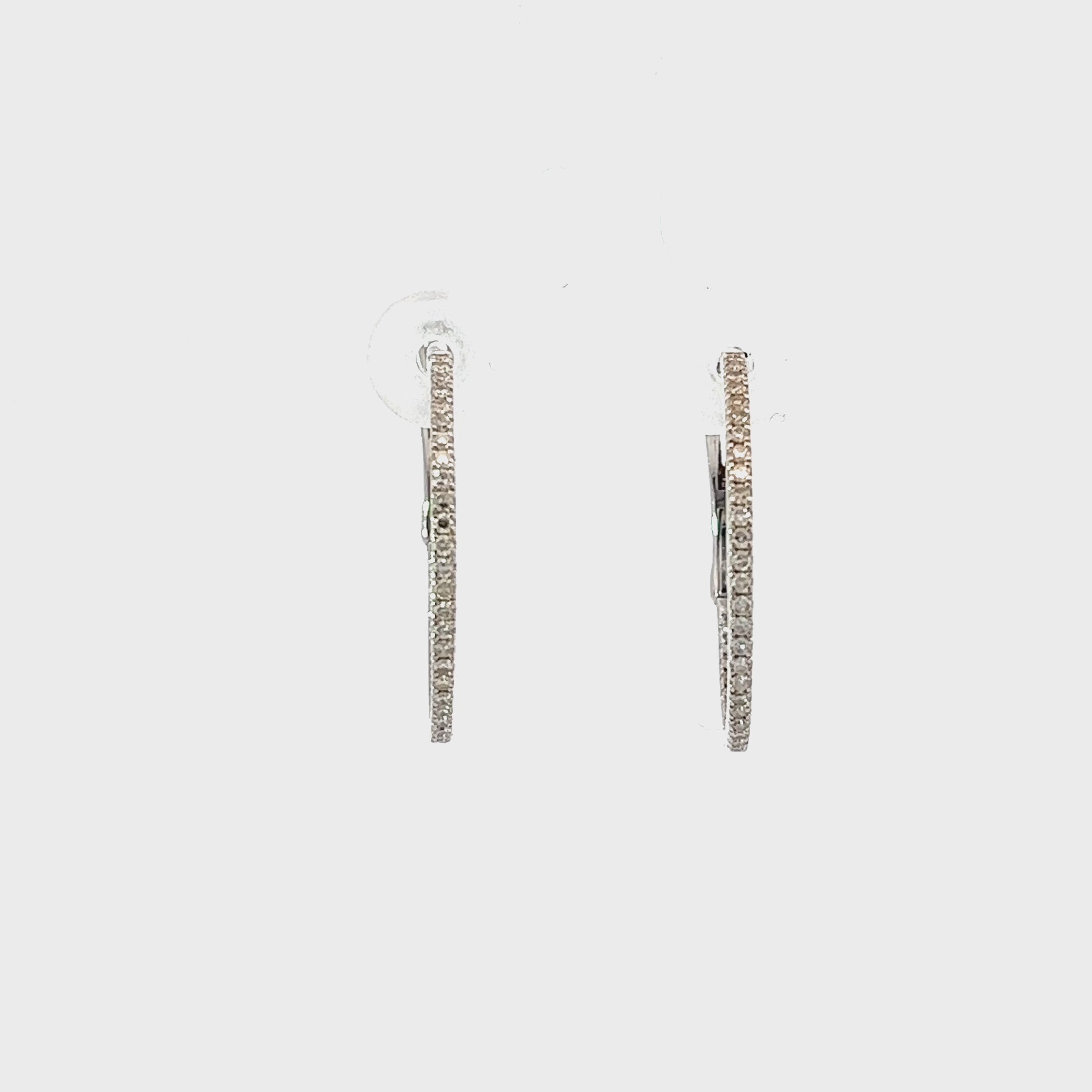 14k White Gold .50ct G VS2 Round Diamond Inside/Out Hoop Earrings