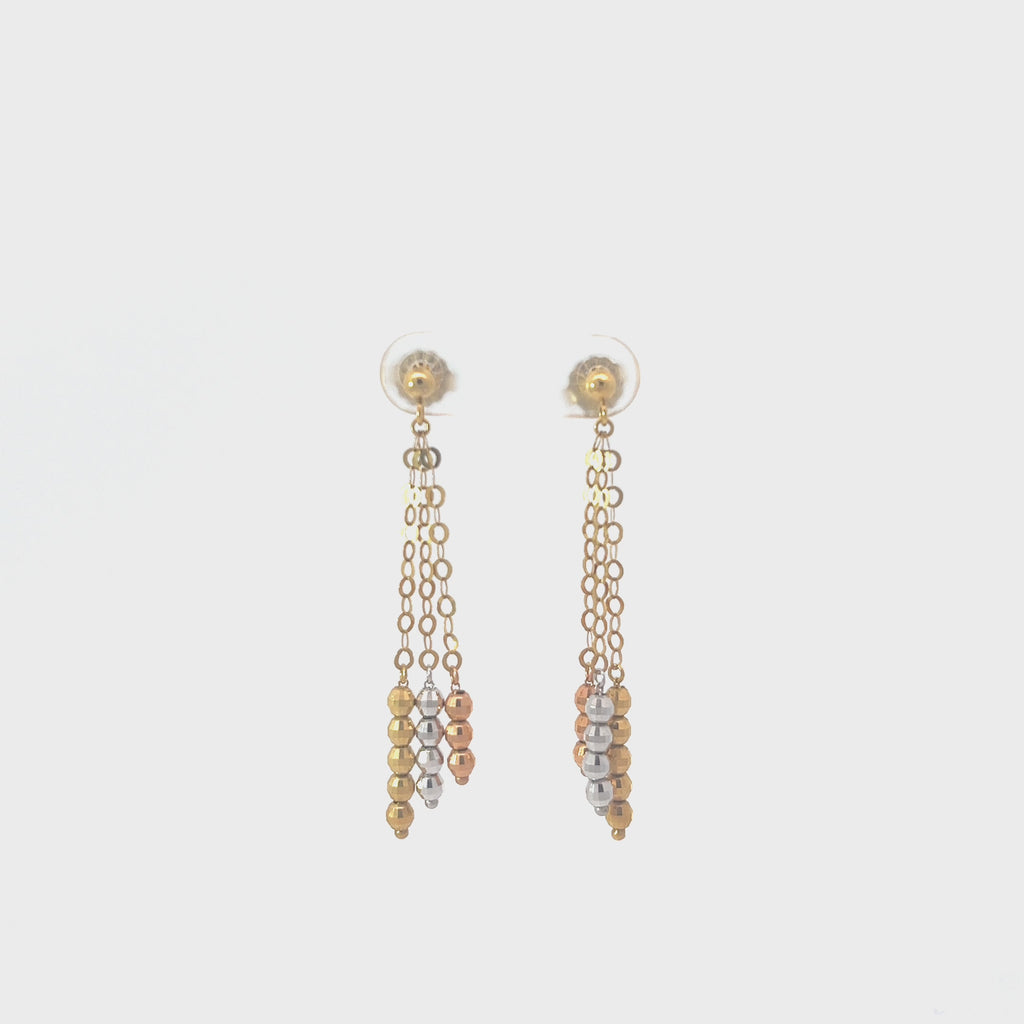 14k Tricolored Dangle Earrings 2.10 grams