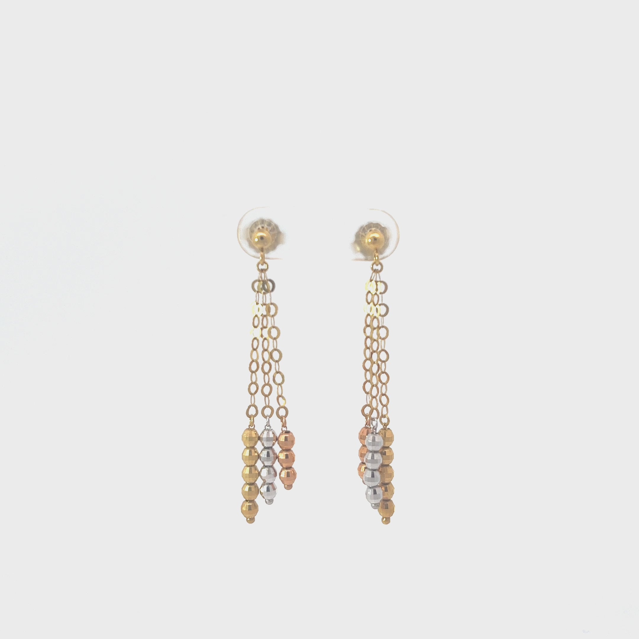 14k Tricolored Dangle Earrings 2.10 grams