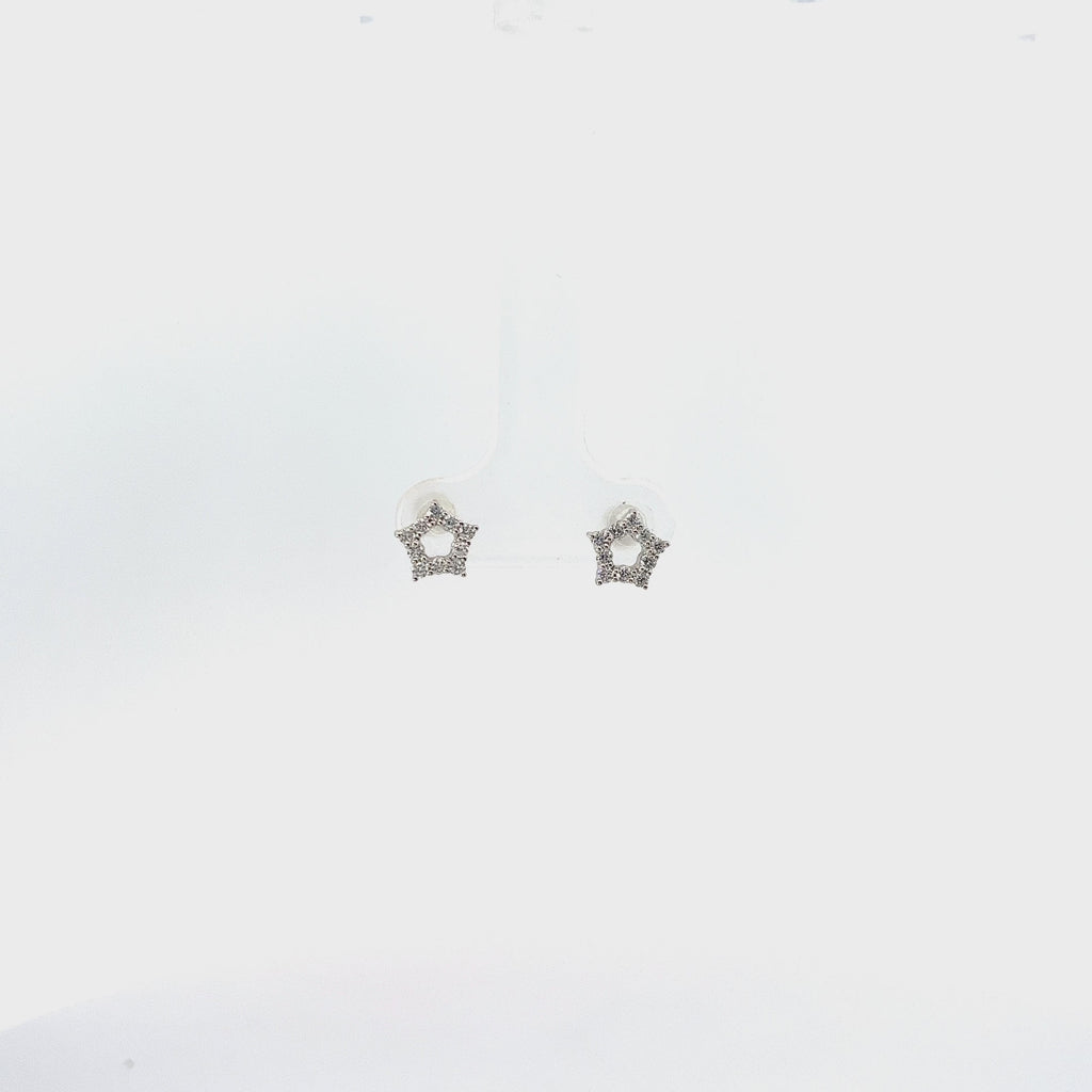 18k White Gold .24ct G SI1 Round Diamond Star Earrings