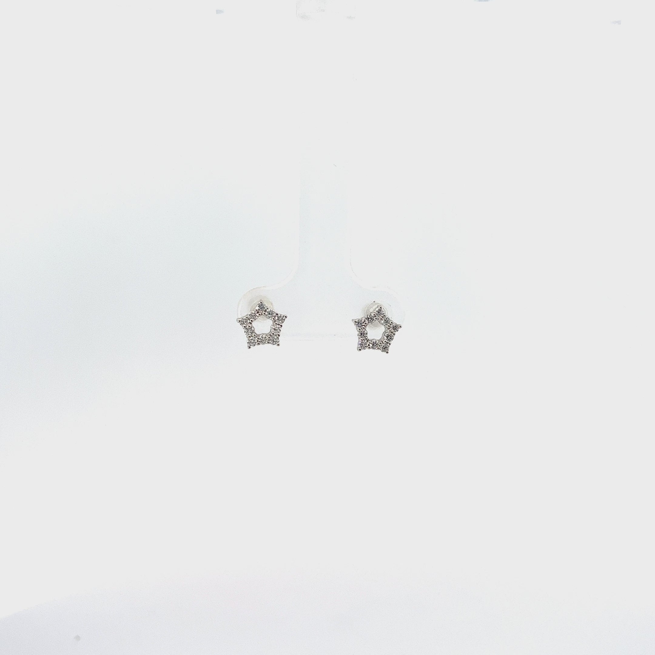 18k White Gold .24ct G SI1 Round Diamond Star Earrings