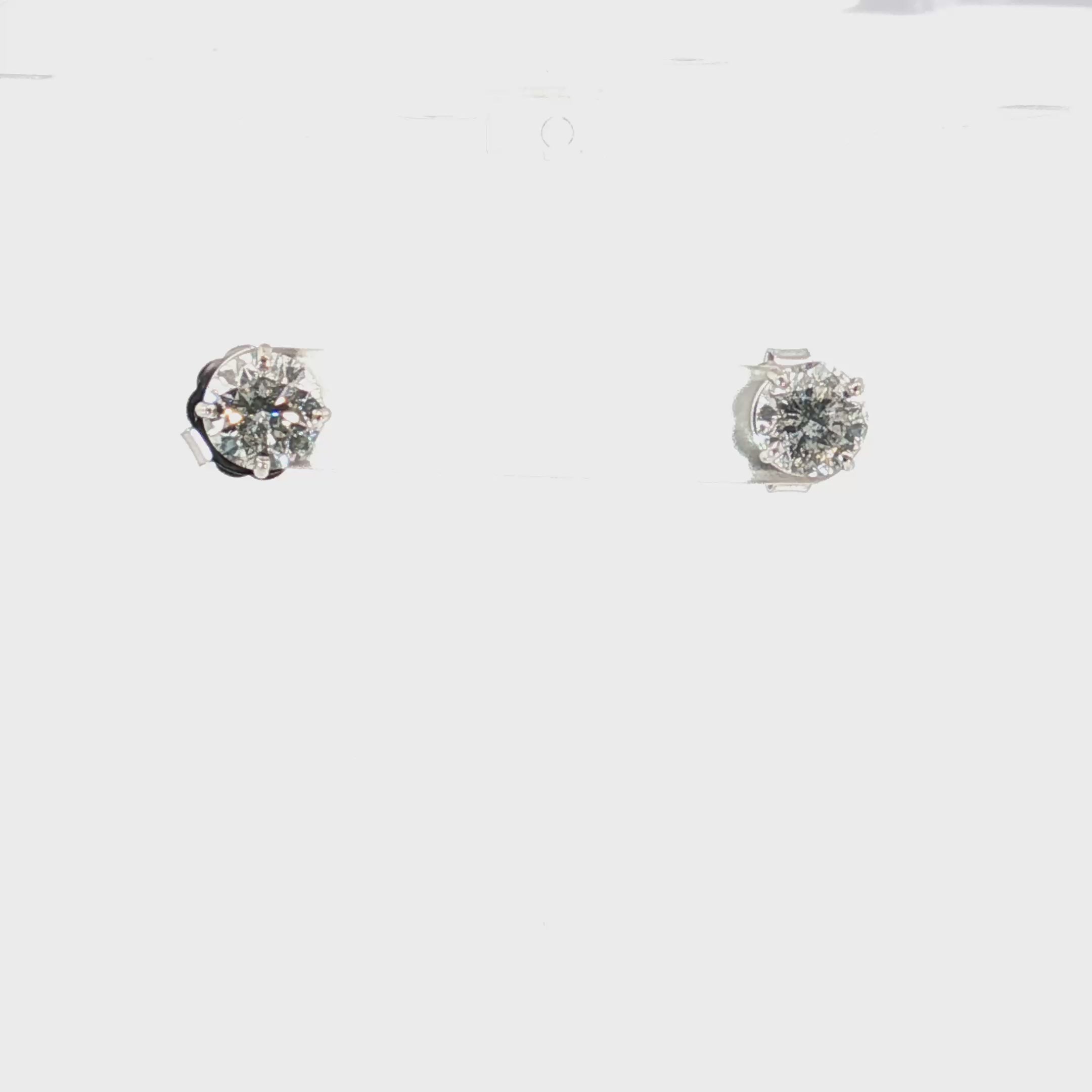 14k White Gold 3.70ct G I1 Round Total Diamond Weight Stud Earrings