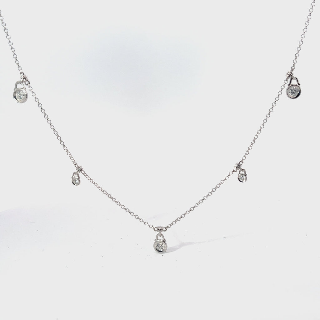 18k White Gold .50ct F VS2 Round Diamond Dangle Diamond Necklace