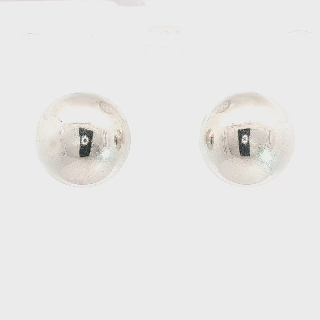 Sterling Silver Domed Hollow Chucky 1/2 Ball Stud Earrings 21mm 9 gram