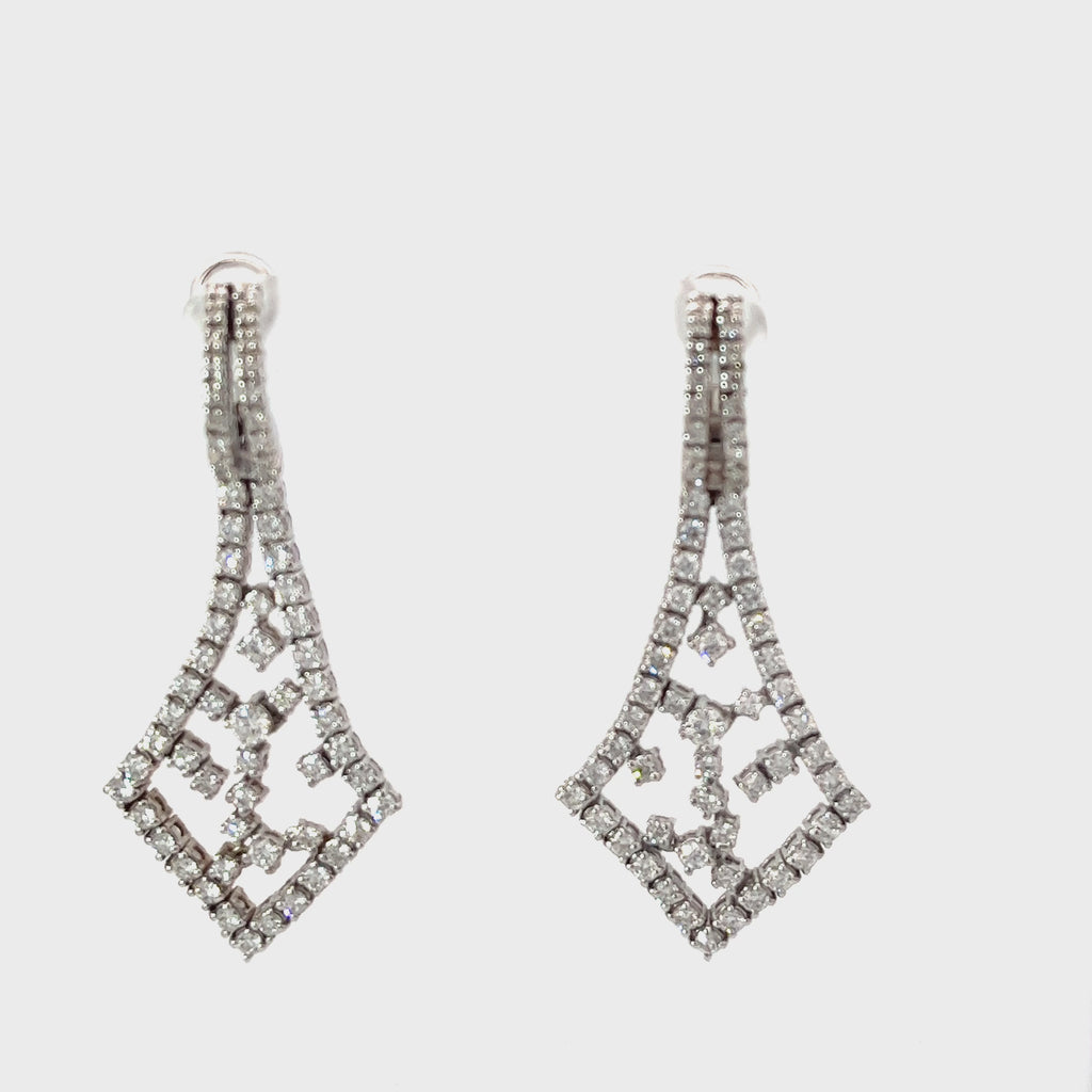 18k White Gold 3.55ct F VS2 Round Diamond Chandelier Earrings